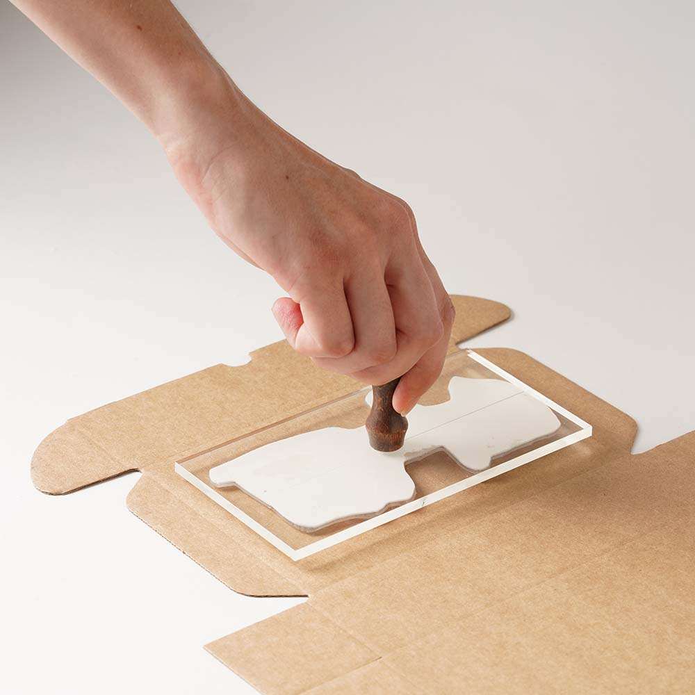 Large custom stamp branding packages and stationery with logo design process steps