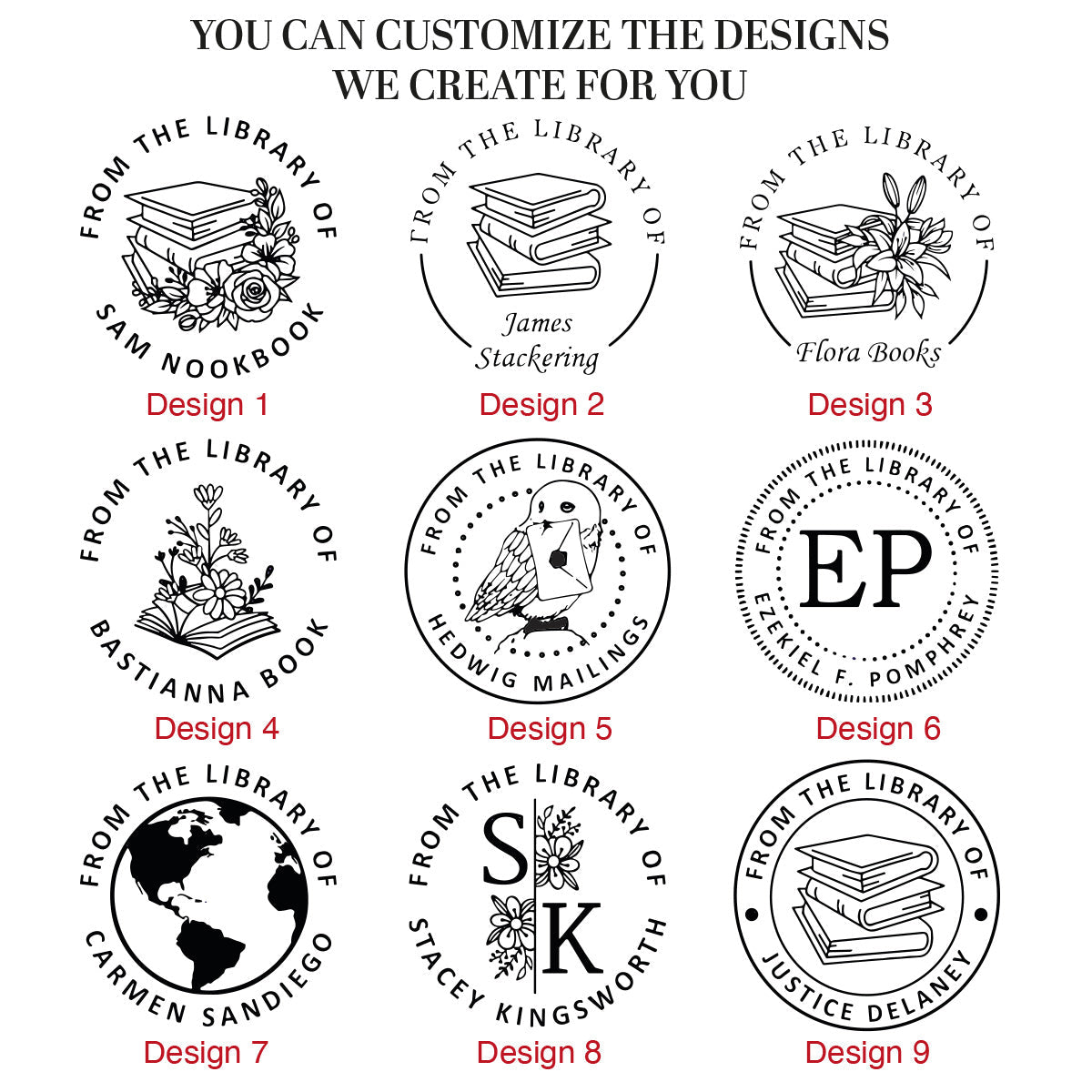 Custom Book Stamp with personalized design options for marking books