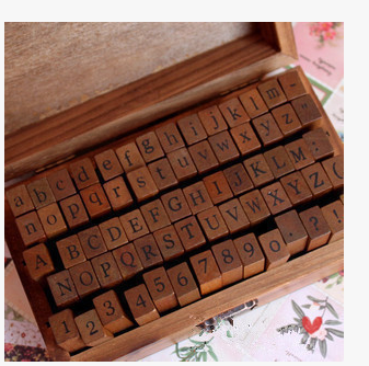 70pcs Vintage DIY Number And Alphabet Letter Wood Rubber Stamps Set With Wooden Box For Teaching And Play