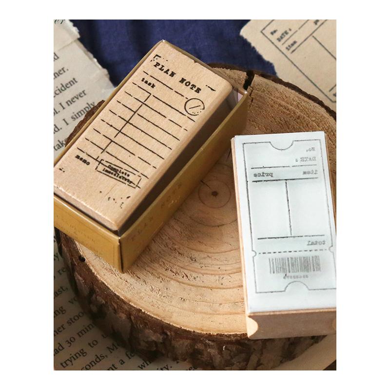 Vintage Check List Plan Note Ticket Stamp DIY Wooden Rubber