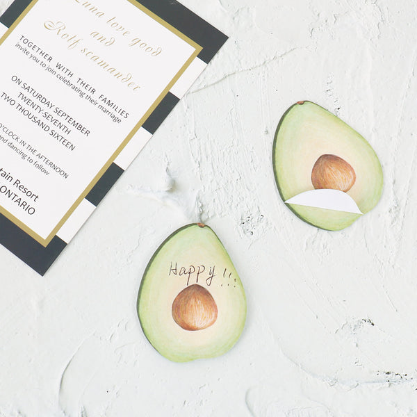 Avocado Longtail Ticket Holder Pushpin Pen Paperclip Stationery Set