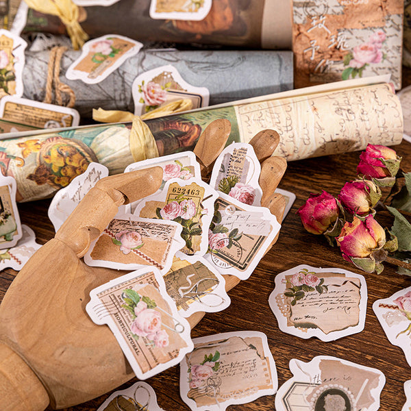 Rose Retro Hand Account Boxed Diy Sticker