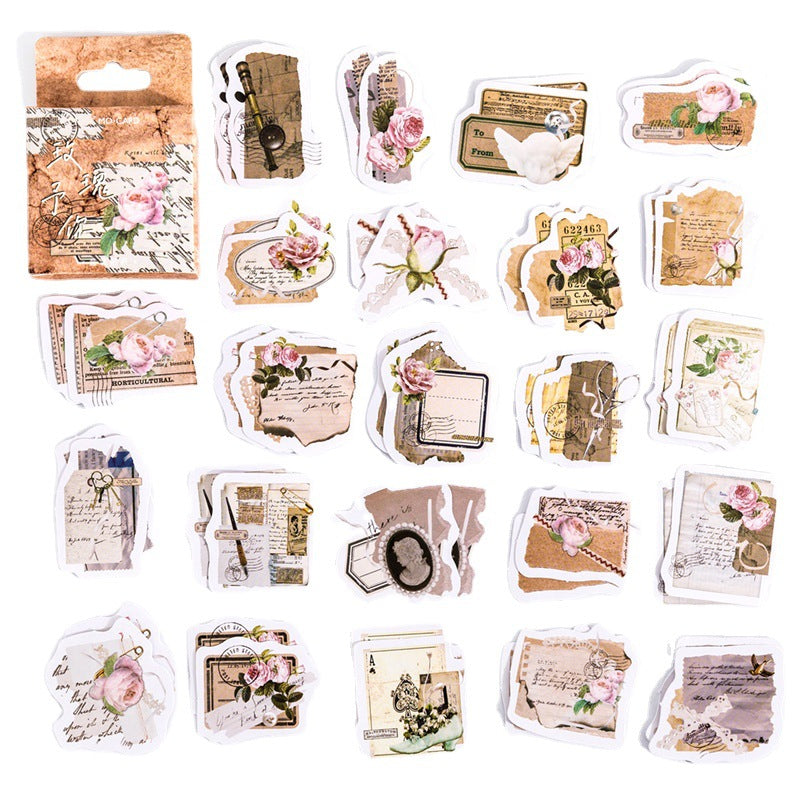 Rose Retro Hand Account Boxed Diy Sticker