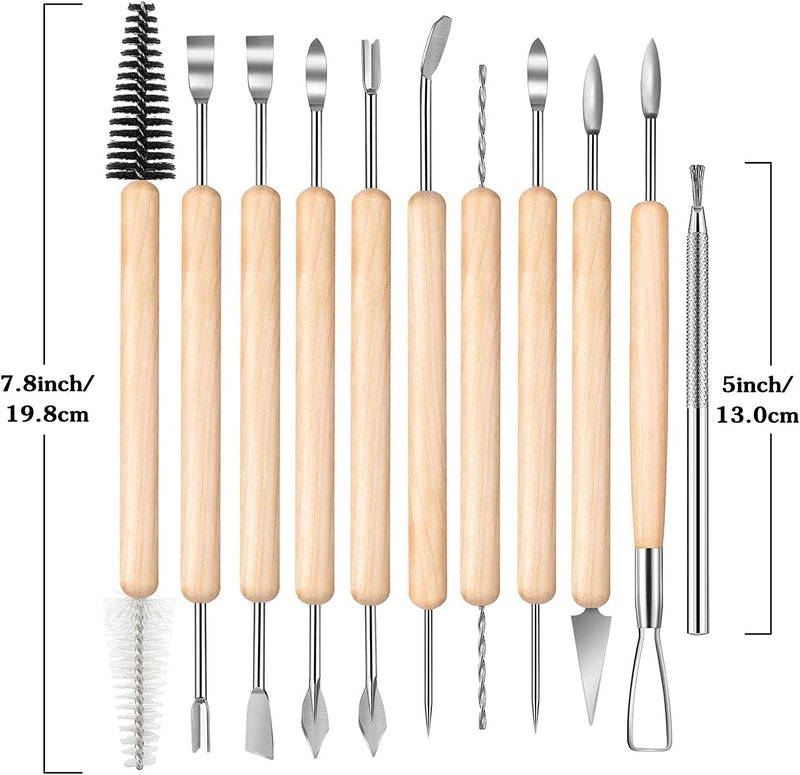 Stampty™  10 Pcs Wooden Handle Clay Pottery Sculpting Tools
